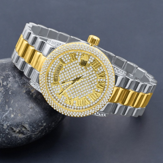 Flabbergasting Bling Metal Watch I Two Tone Gold