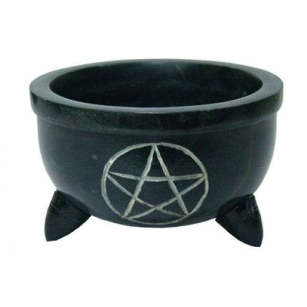 Pentacle Carved Charcoal Burner Or Smudge Pot