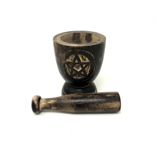 Wooden Pentagram Mortar & Pestle