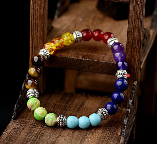New Seven Chakra Bracelet 8Mm Natural Stones 19CM