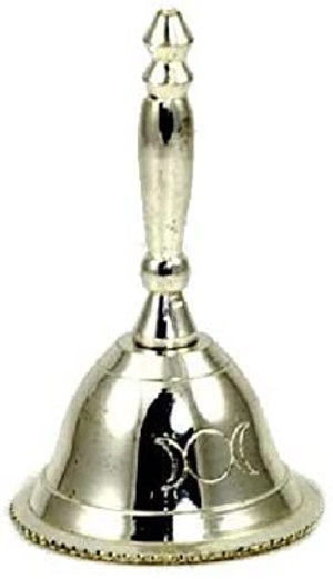 Silver Plated Altar Bell with Triple Moon Engraving