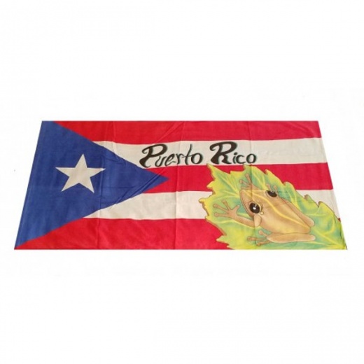 Towel Flag With Coqui: 30x60 inches Fiber Reactive Beach Towel