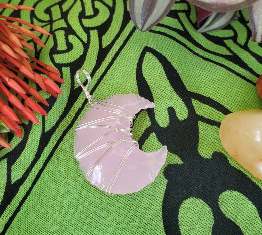 Rose Quartz Moon Pendant - A Symbol of Unconditional Love