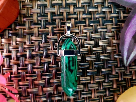 Hexagonal Natural Crystal Pendant - Malachite