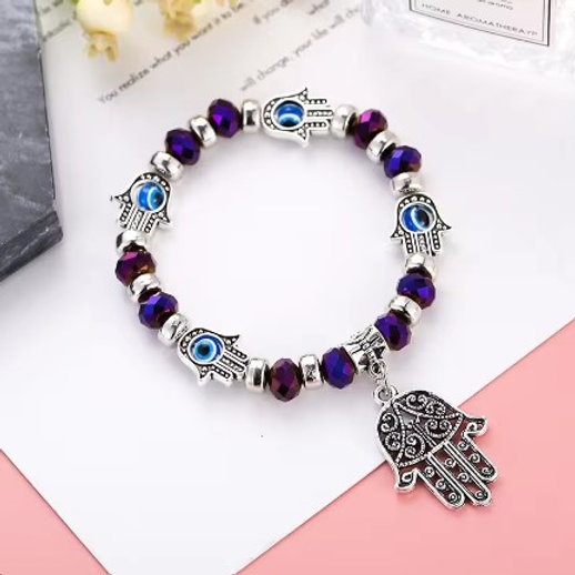 Turkish Evil Bracelet Charm Hamsa Purple (Contra Mal De Ojo)