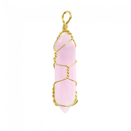 Rose Quartz Single Point Wire Pendant