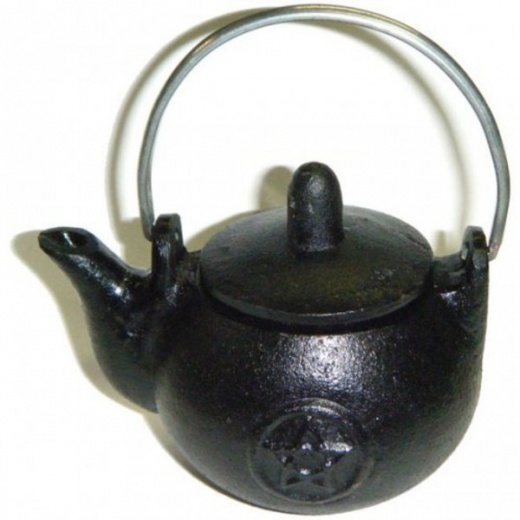Cast Iron Tea Pot Pentagram - Ornamental Incense Burner