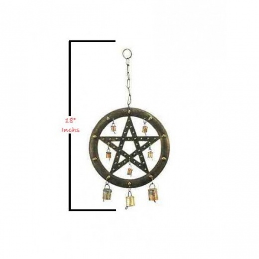 Windchime Pentagram 18"h - Harmonize Your Space with Iron Wind Chimes