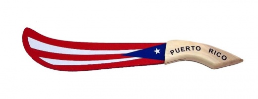 Puerto Rico Flag Wood Machete - 15 Inches Long