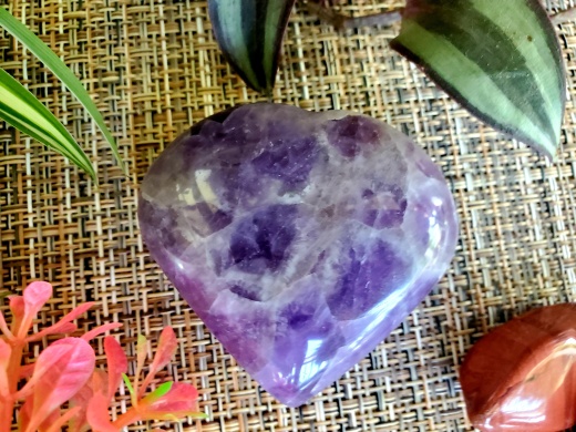 Big Amethyst Heart Palm Stone - 45-55 MM (2 inches approx.)