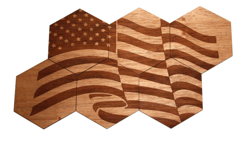 Solid Wood Coasters (6-Pack - American Flag)