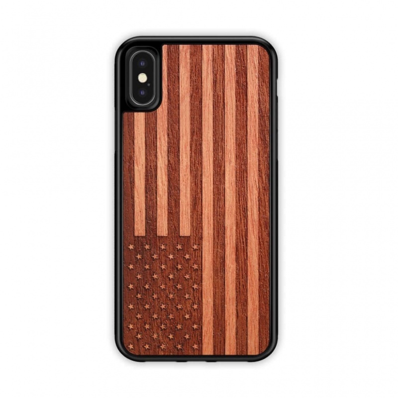 Slim Wooden Phone Case (American Flag In Mahogany)