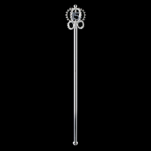 Silver Light Blue Rhinestone Scepter