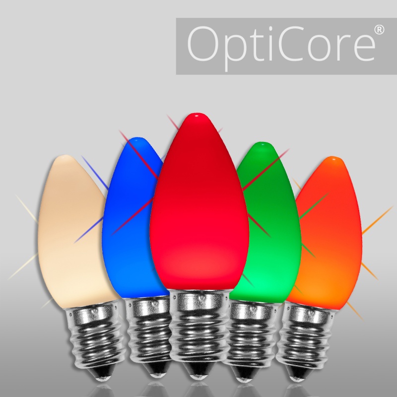 C7 Twinkle Opaque Multicolor Opticore® Led Bulbs