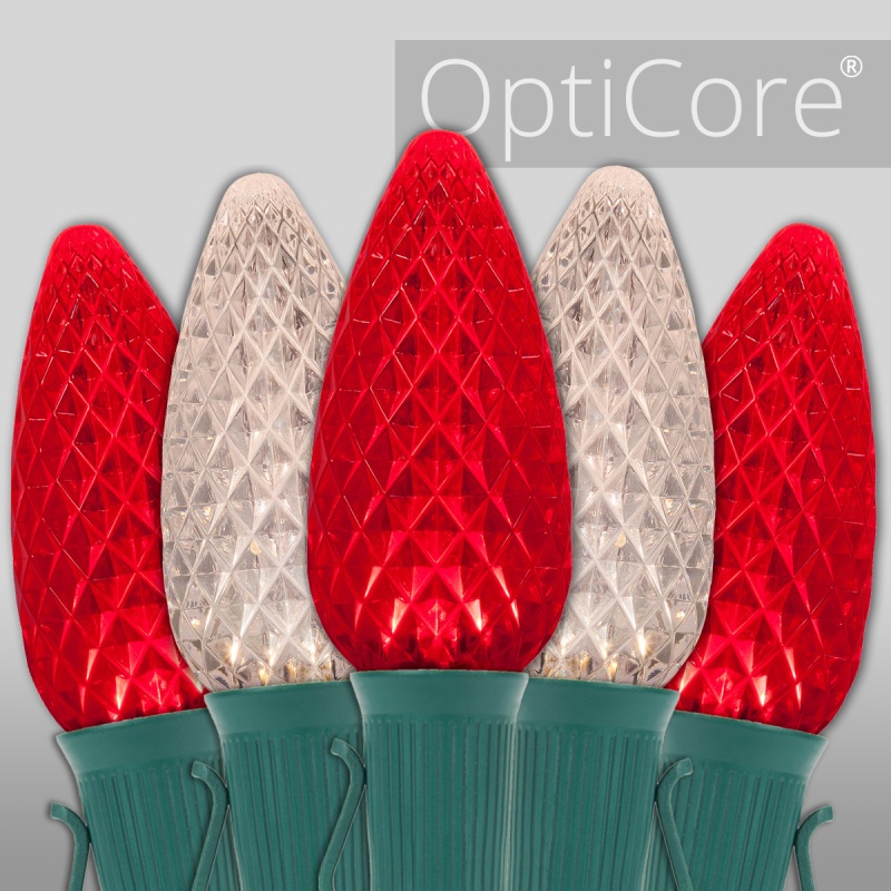 C9 Red / Warm White OptiCore® Commercial LED Christmas Lights