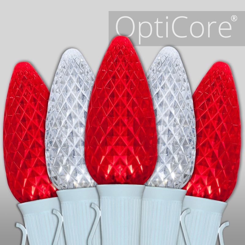 C9 Cool White / Red Opticore® Commercial Led Christmas Lights