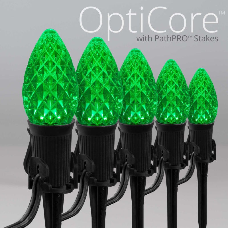 C7 Green OptiCore® Halloween Pathway Lights with 5" PathPRO Stakes