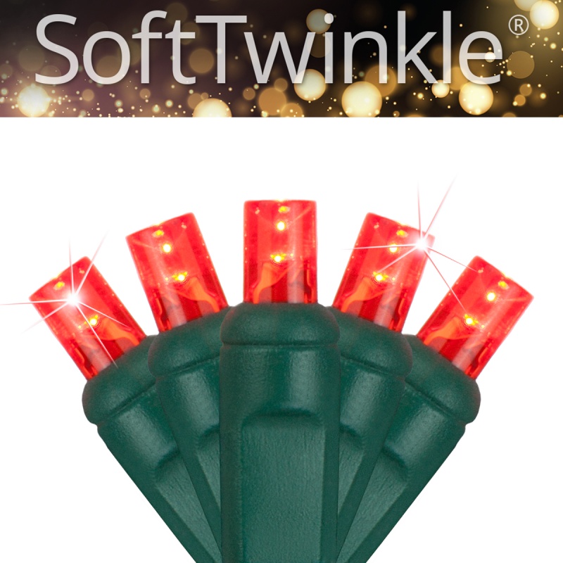 5Mm Softtwinkle® Wide Angle Red Led Christmas Lights On Green Wire