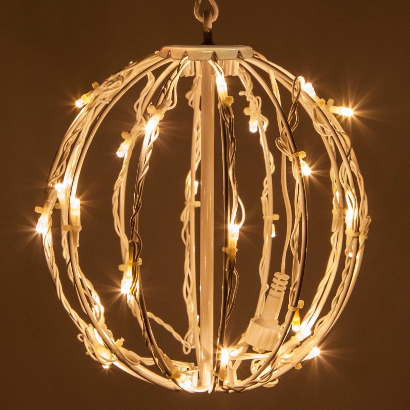 Warm White LED Light Ball with Fold-Flat White Frame