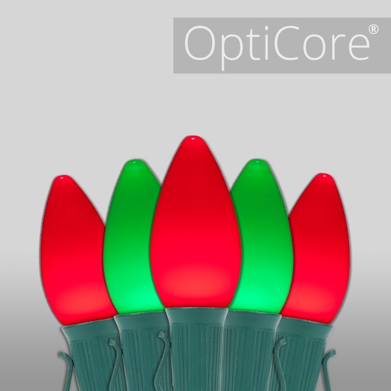 C7 Green / Red Smooth Opticore® Commercial LED Christmas Lights