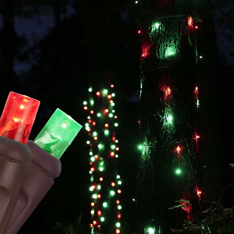 Red, Green Stretchnet Pro® 5Mm LED Trunk Wrap Lights on Brown Wire