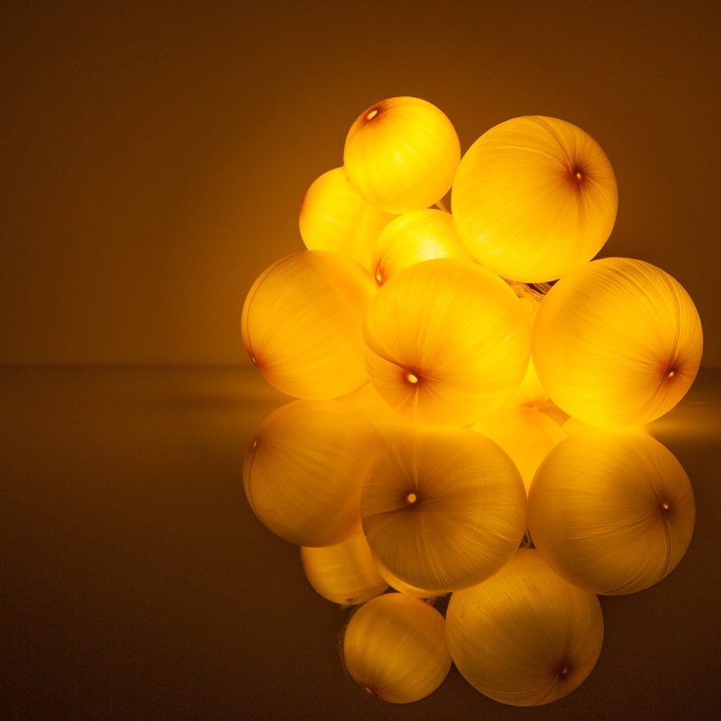 Battery Operated Gold Ball Ornament Light Set, 10 Gold Led Lights