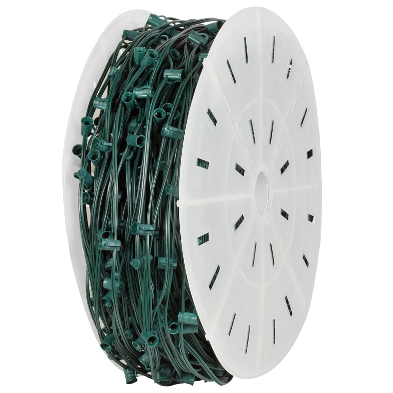 E12 - Candelabra Light Spool, Green Wire