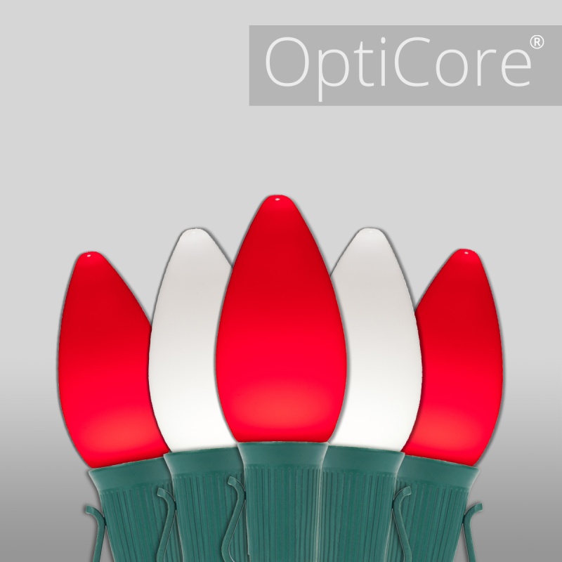 C7 Cool White / Red Smooth Opticore® Commercial Led Christmas Lights