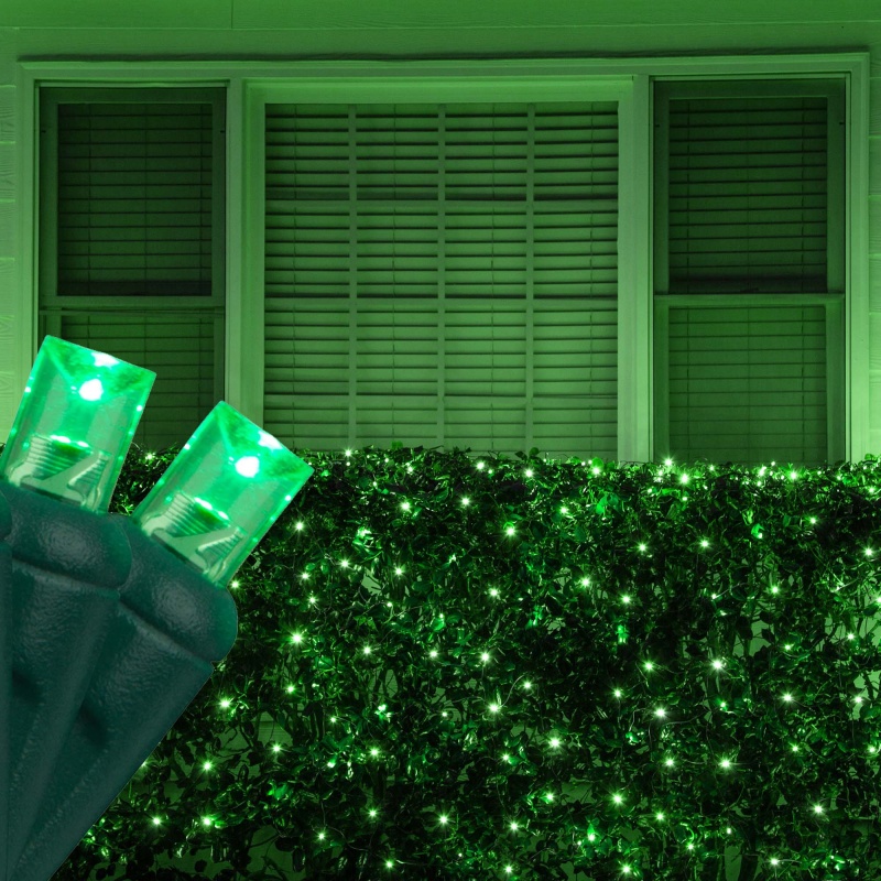 Green 5mm LED Christmas Net Lights on Green Wire, 4' x 6'