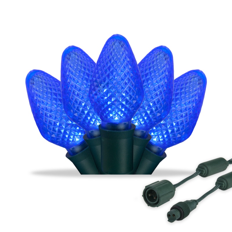 Commercial C7 Blue Led Christmas Lights On Green Wire