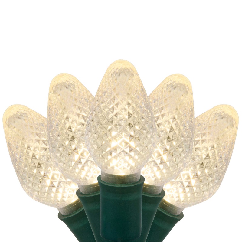 C7 Warm White Led Christmas Lights On Green Wire