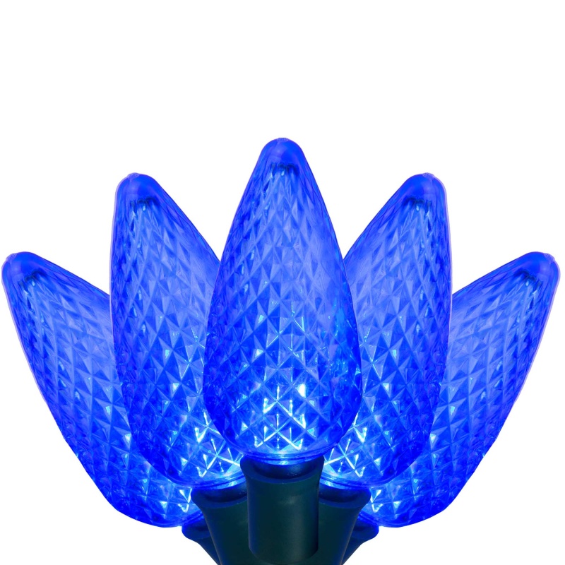 C9 Blue Led Christmas Lights On Green Wire