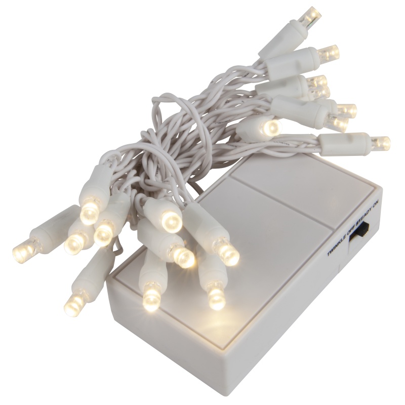 Warm White Battery Operated 5Mm Led Lights, White Wire