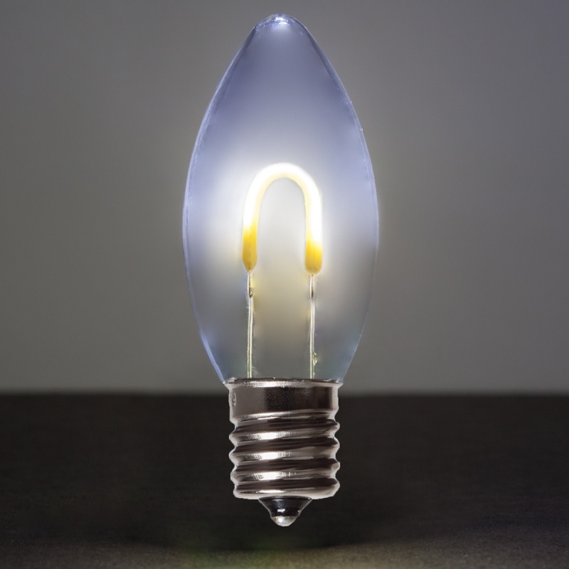 C9 Transparent Shatterproof Cool White Flexfilament LED Bulbs