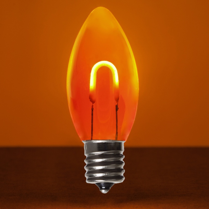 C9 Transparent Shatterproof Amber Flexfilament® Led Bulbs
