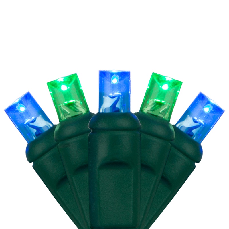 5Mm Wide Angle Blue, Green Led Christmas Lights On Green Wire