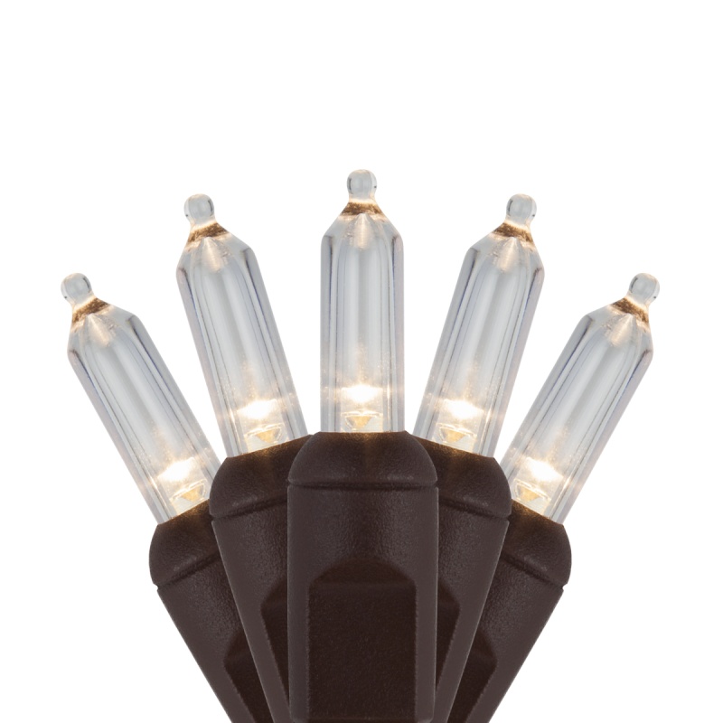 T5 Warm White Led Christmas Tree Lights On Brown Wire