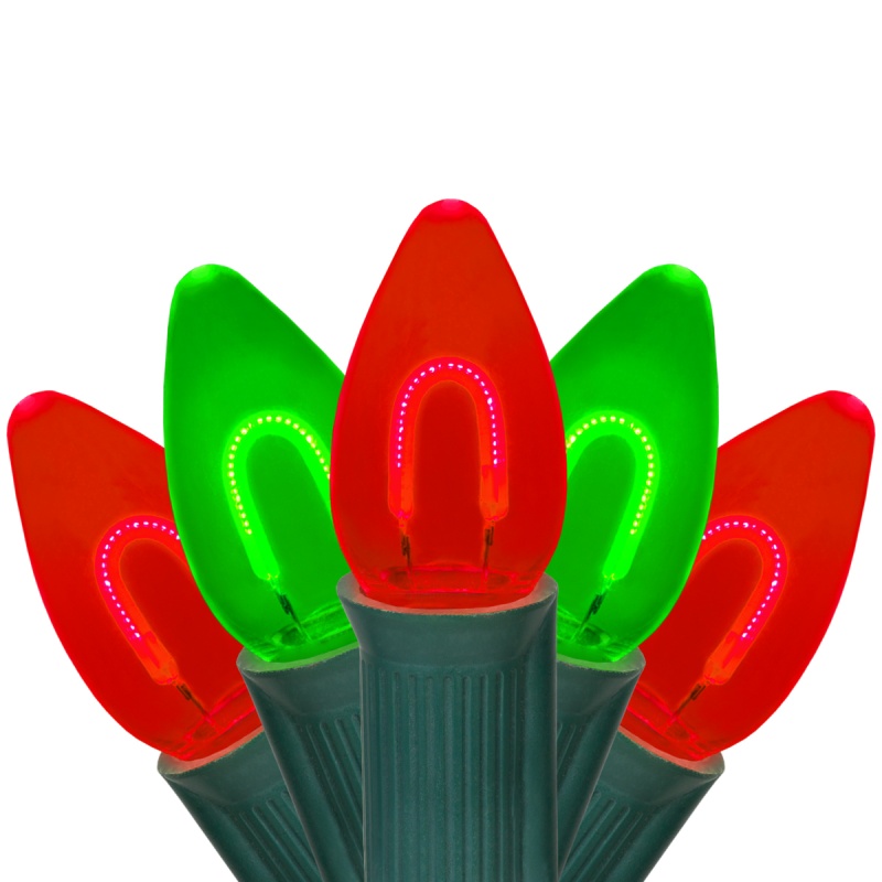 C7 Green / Red Flexfilament® Shatterproof Vintage Commercial LED Christmas Lights