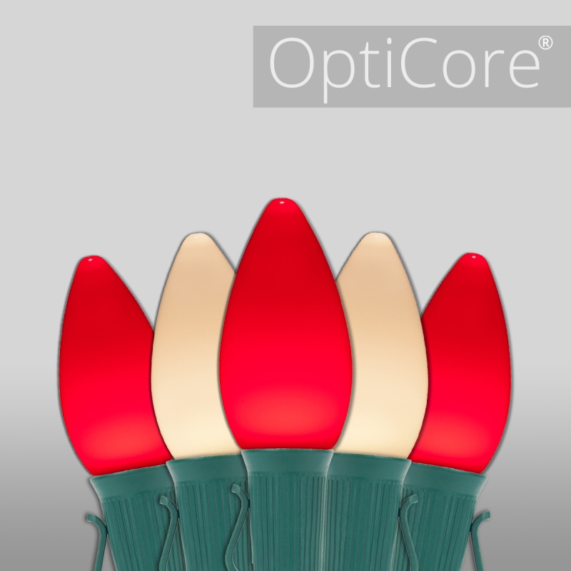 C7 Red / Warm White Smooth Opticore® Commercial Led Christmas Lights