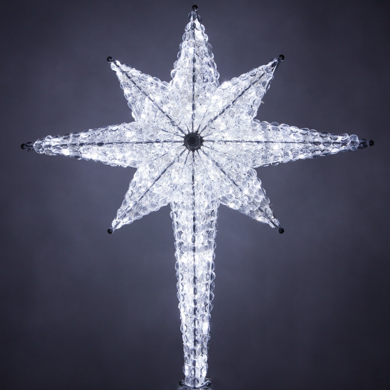 Shimmering Cool White Led Crystal 8 Point Star Tree Topper