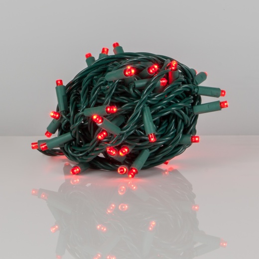 Kringle Traditions 5Mm Red Led Christmas Lights, Green Wire, 6" Spacing, Balled Set