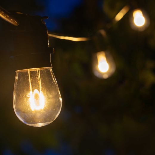 Warm White Flexfilament Tm Shatterproof Led Patio String Light Set With S14 Bulbs On Black Wire - 10 Lights, 15 Feet