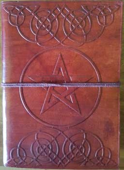 5" X 7" Pentagram Leather Blank Book W/Cord