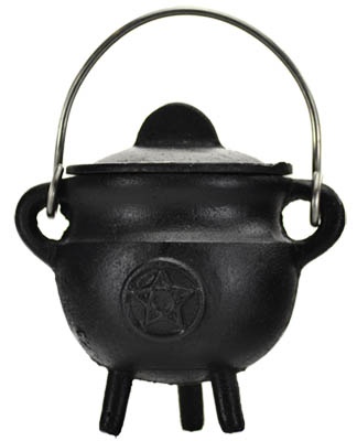 Pentagram Cast Iron Cauldron W/ Lid 2 3/4"