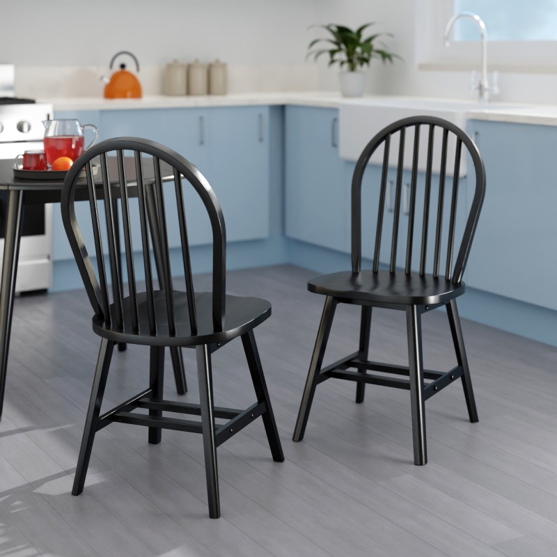 Windsor 2-Pc Chair Set, Black