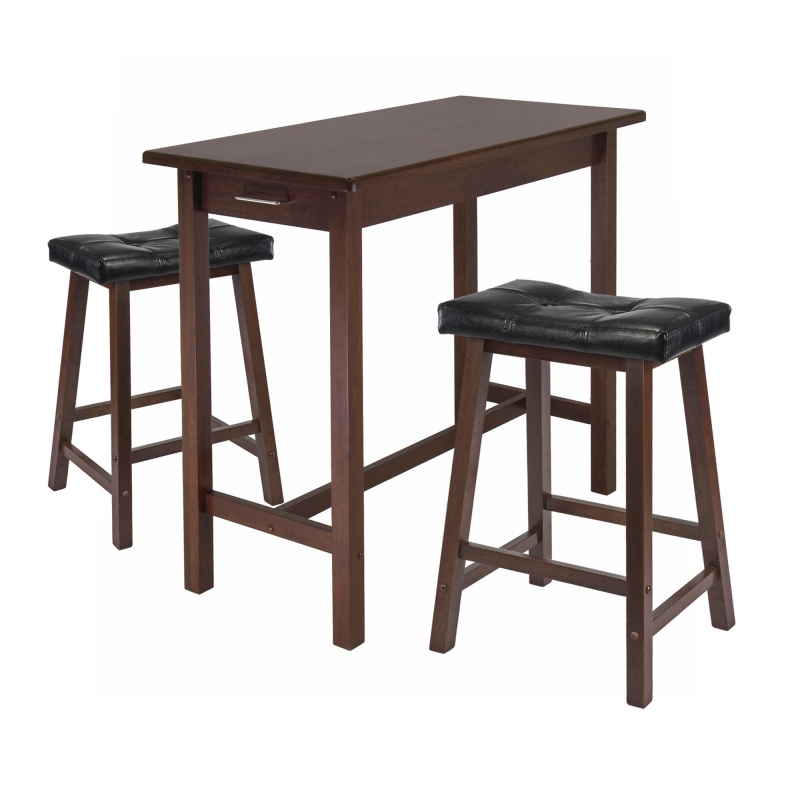 Sally Breakfast Table with 2 Saddle-Seat Cushion Counter Stools