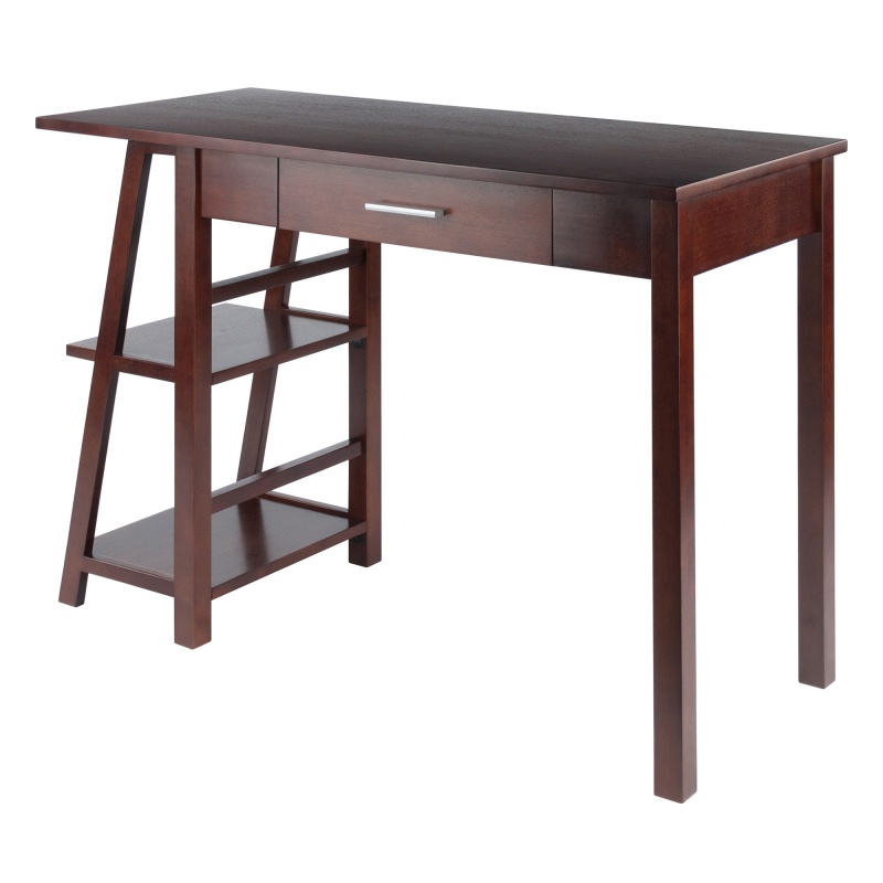 Aldric Writing Desk with Built-In Shelf, 44" Wide, Walnut