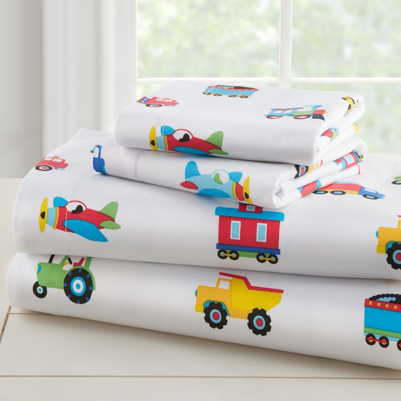 Trains, Planes & Trucks 100% Cotton Flannel Sheet Set - Toddler