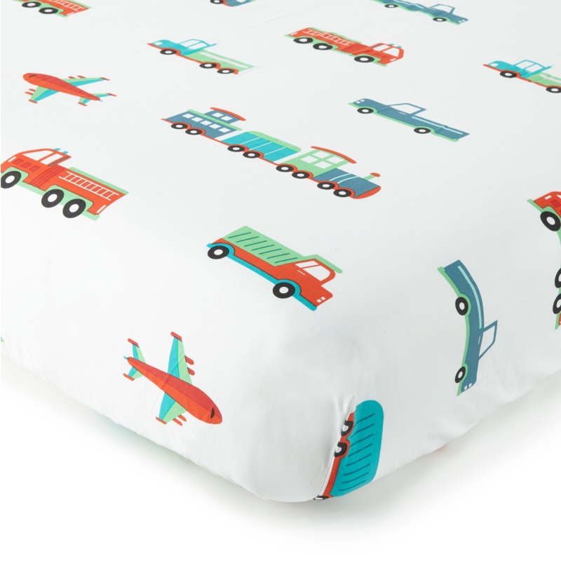 Transportation 100% Cotton Fitted Crib Sheet