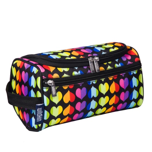 Wildkin Rainbow Hearts Toiletry Bag for Girls - Pink